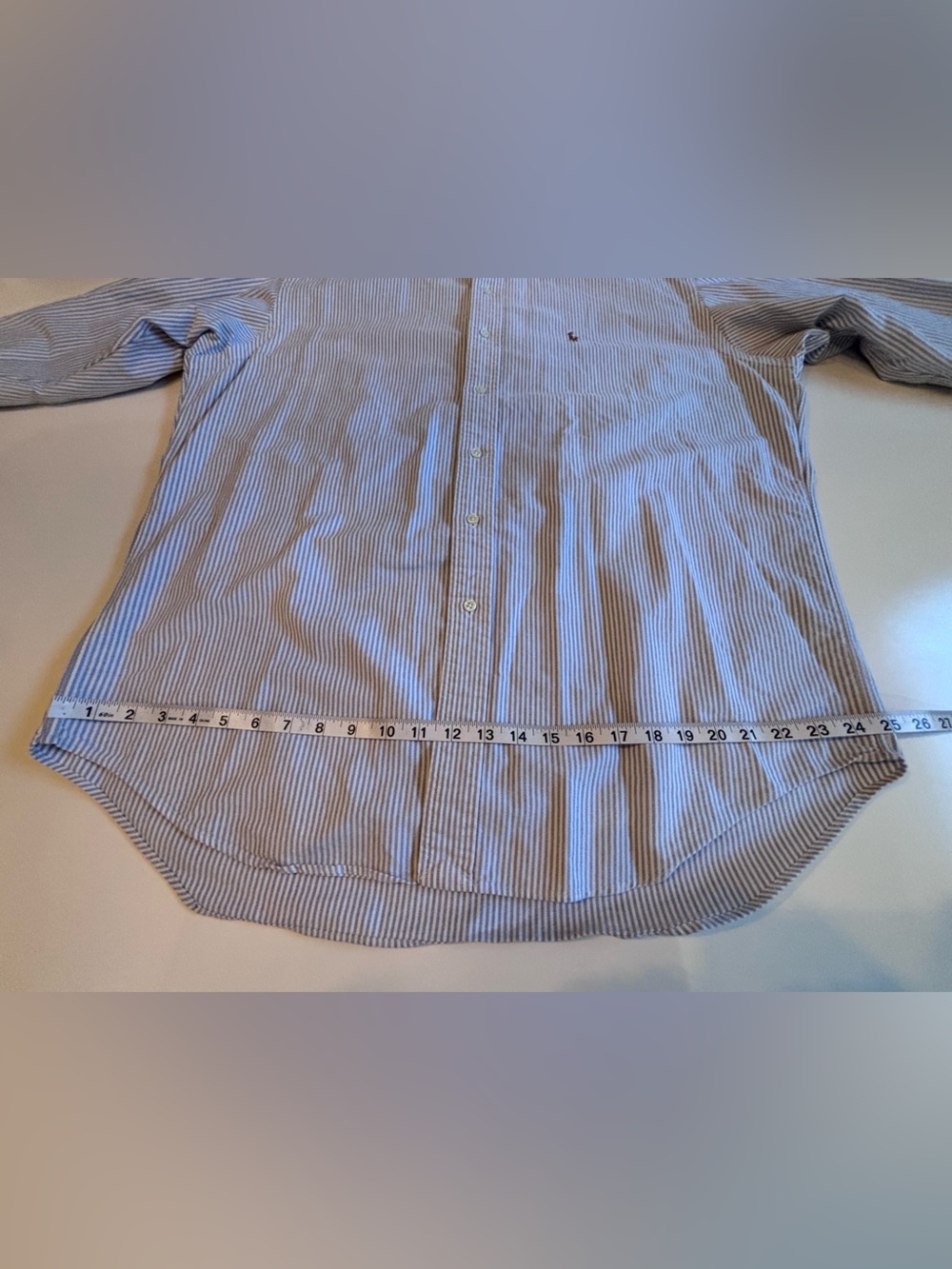 Ralph Lauren Blue and White Striped Button-Down, Vintage Blake, Men’s Large - Picture 9 of 15